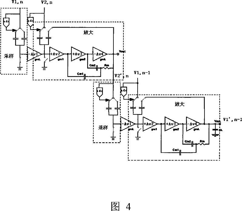 D/A converter circuit employing multistage amplifier part multiplexing technology