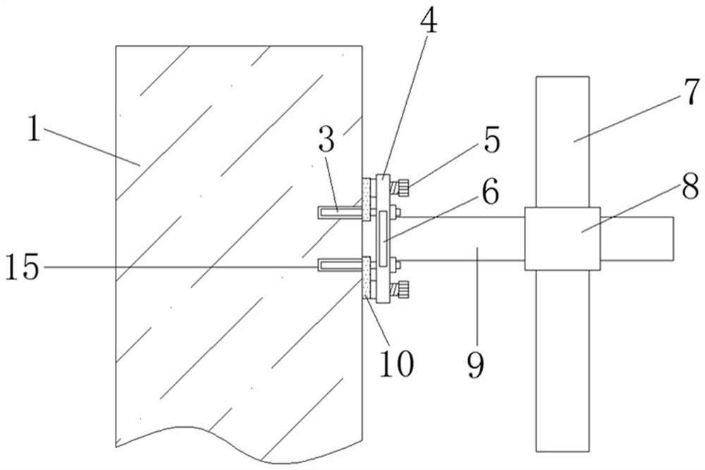 Novel pre-buried expansion bolt wall connecting piece for fixing cantilever type scaffold