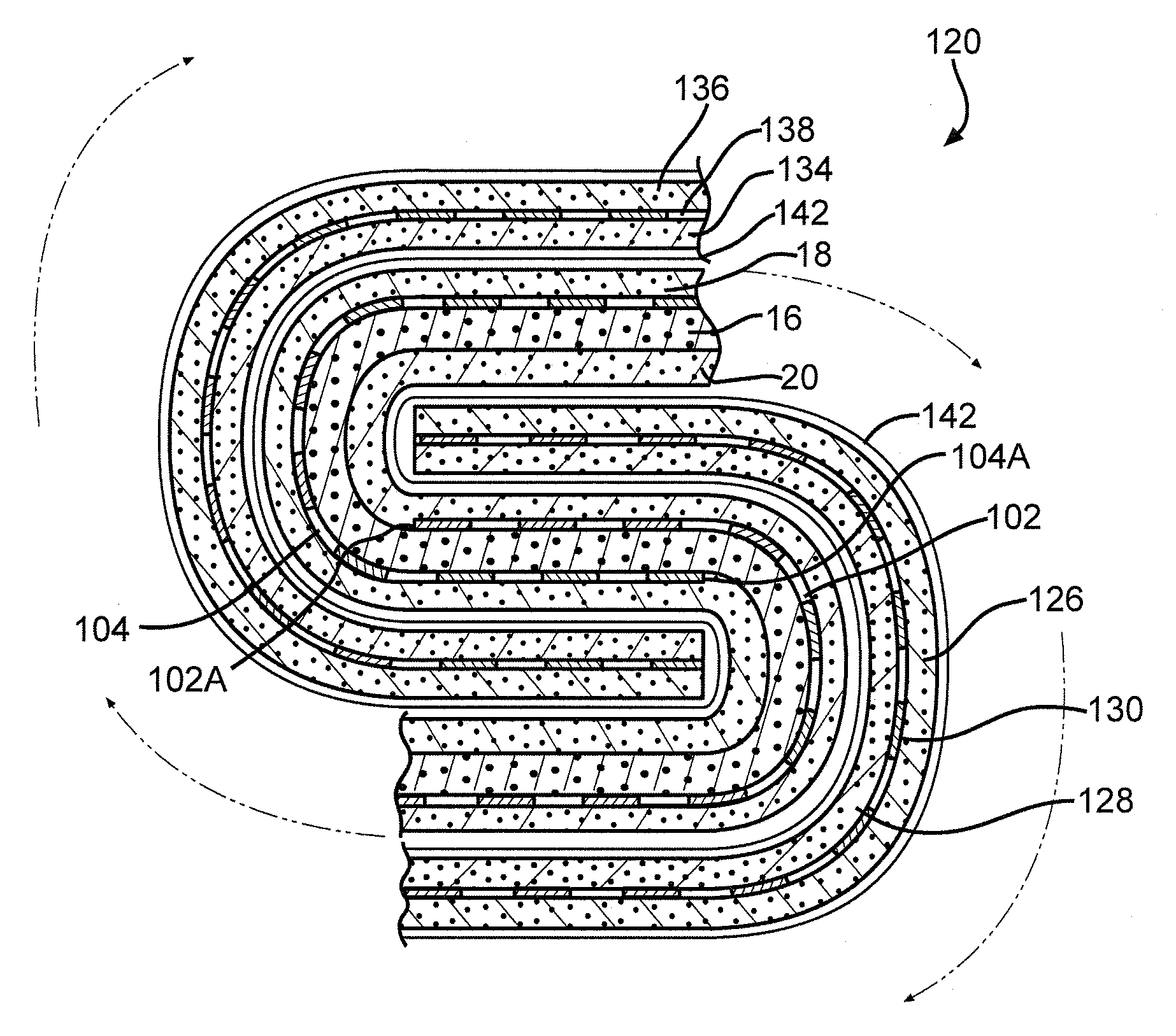 Sandwich Cathode Electrochemical Cell With Wound Electrode Assembly