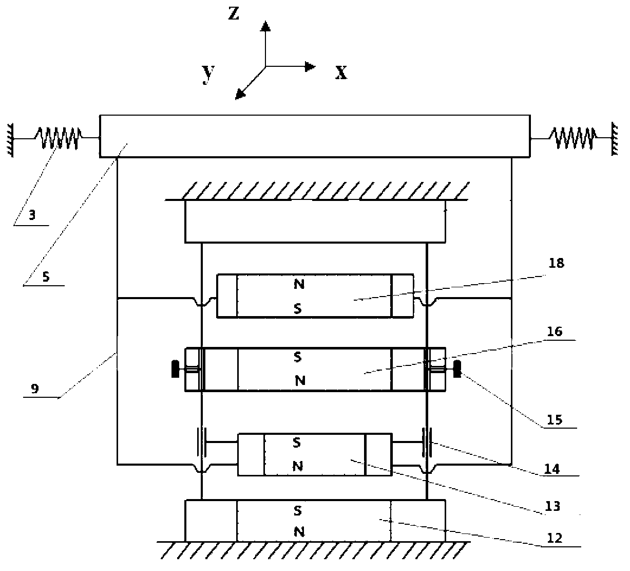 Three-degree-of-freedom ultralow frequency vibration absorber