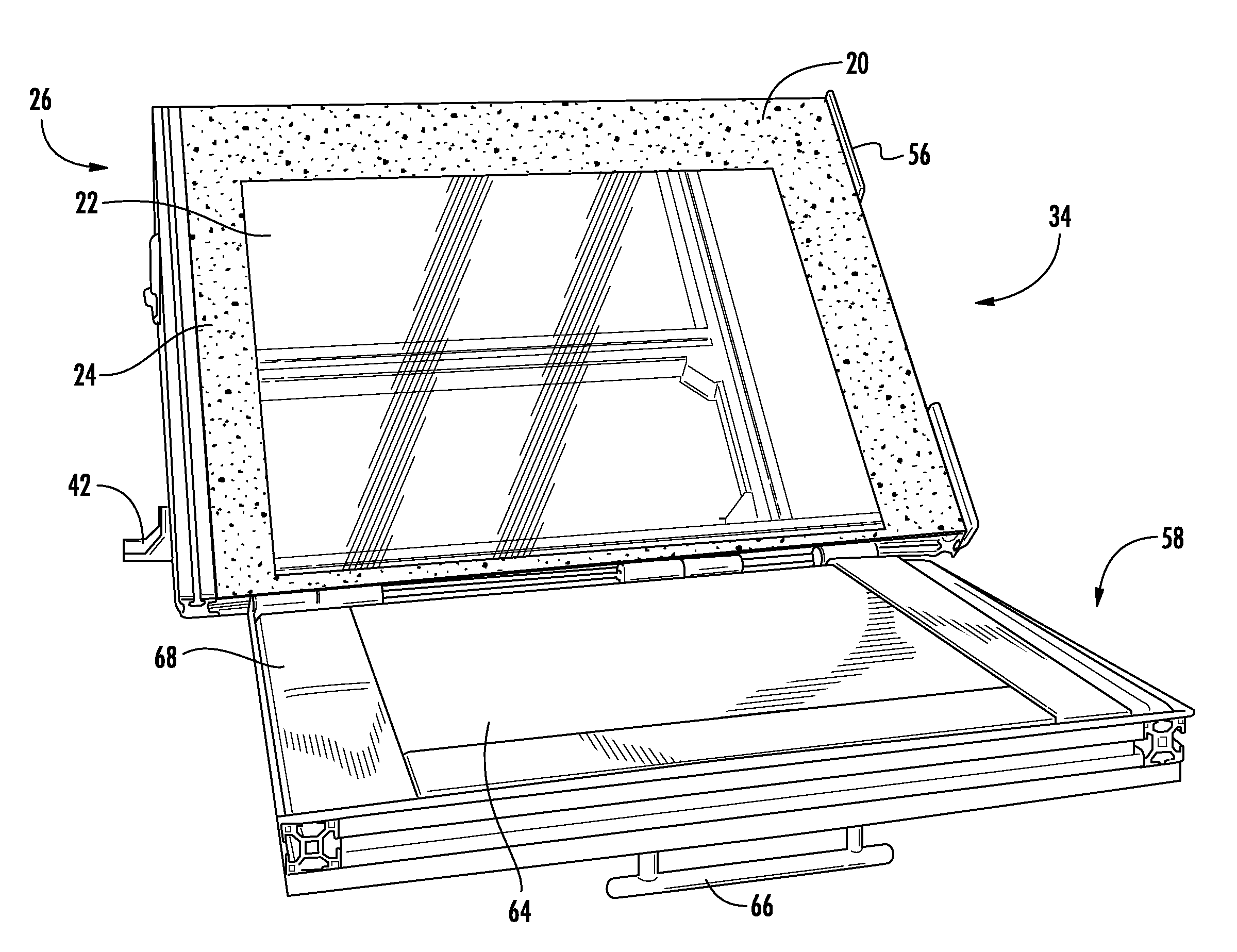 Home appliance with treated window and method for treating the window