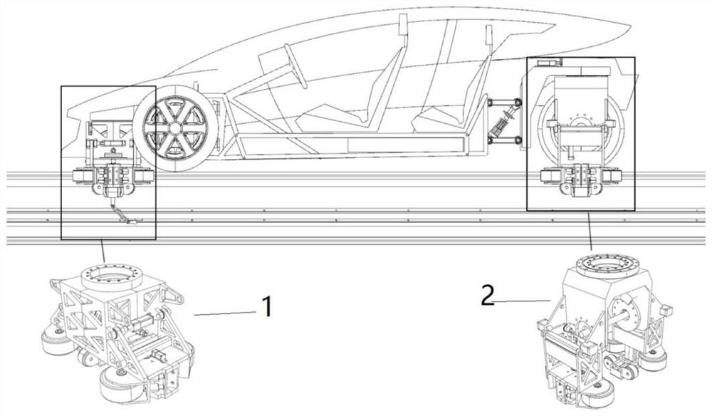 A rail locking device, rail locking and switching method for a dual-purpose rail vehicle