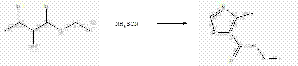 Method for synthesizing ethyl 4-methylthiazole-5-formate employing single step