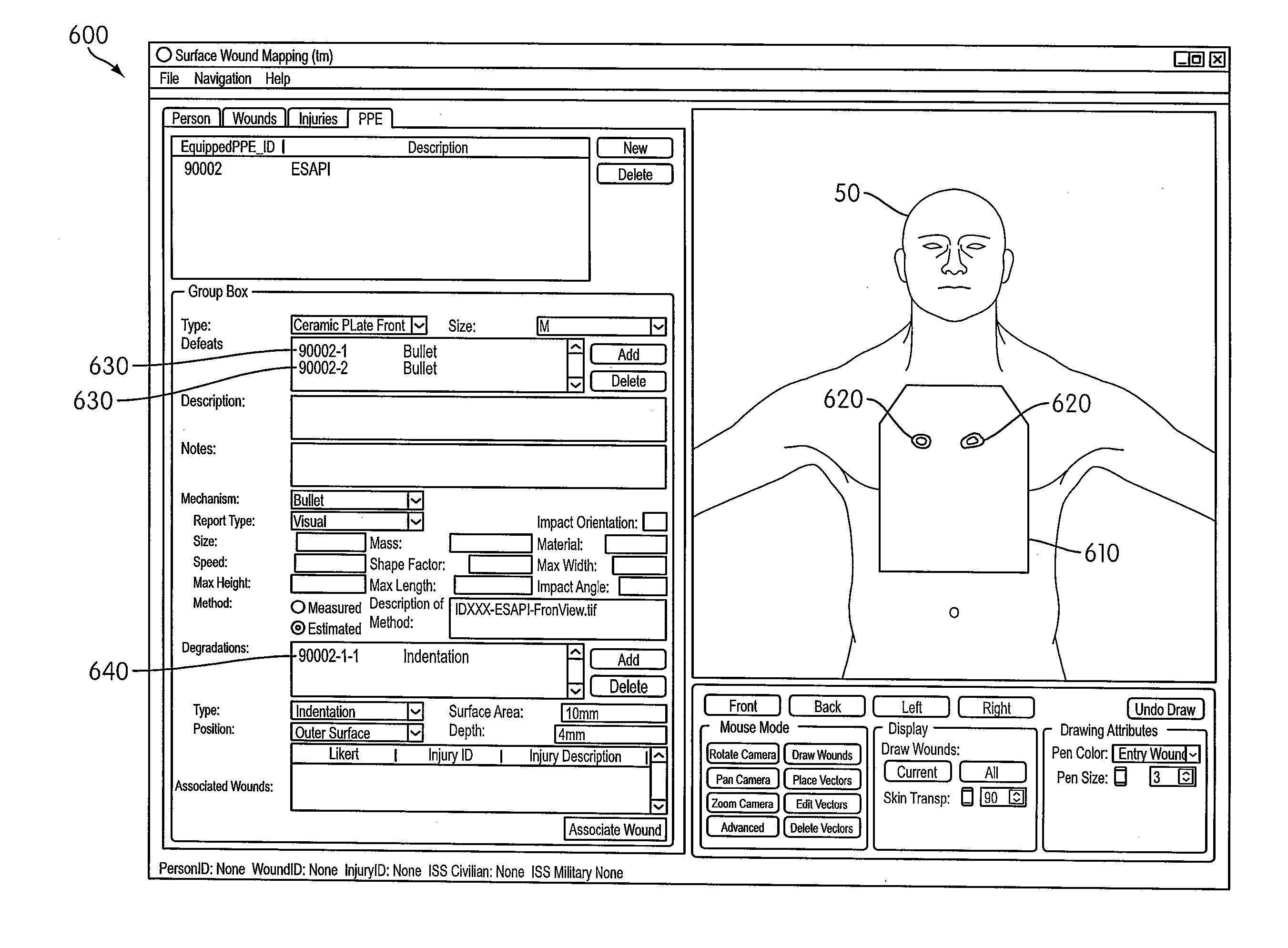 Method and apparatus for collecting and analyzing surface wound data