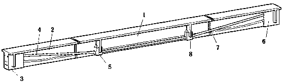 Segment-prefabricated T-beam bridge structure configured with internal and external prestressing tendons, and construction method for T-beam bridge structure