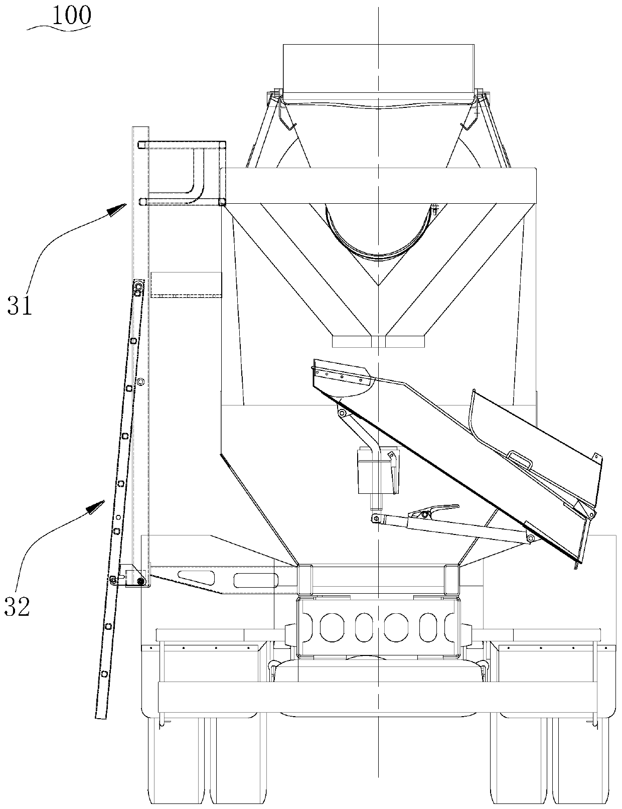 Mixer truck and crawling ladder device thereof