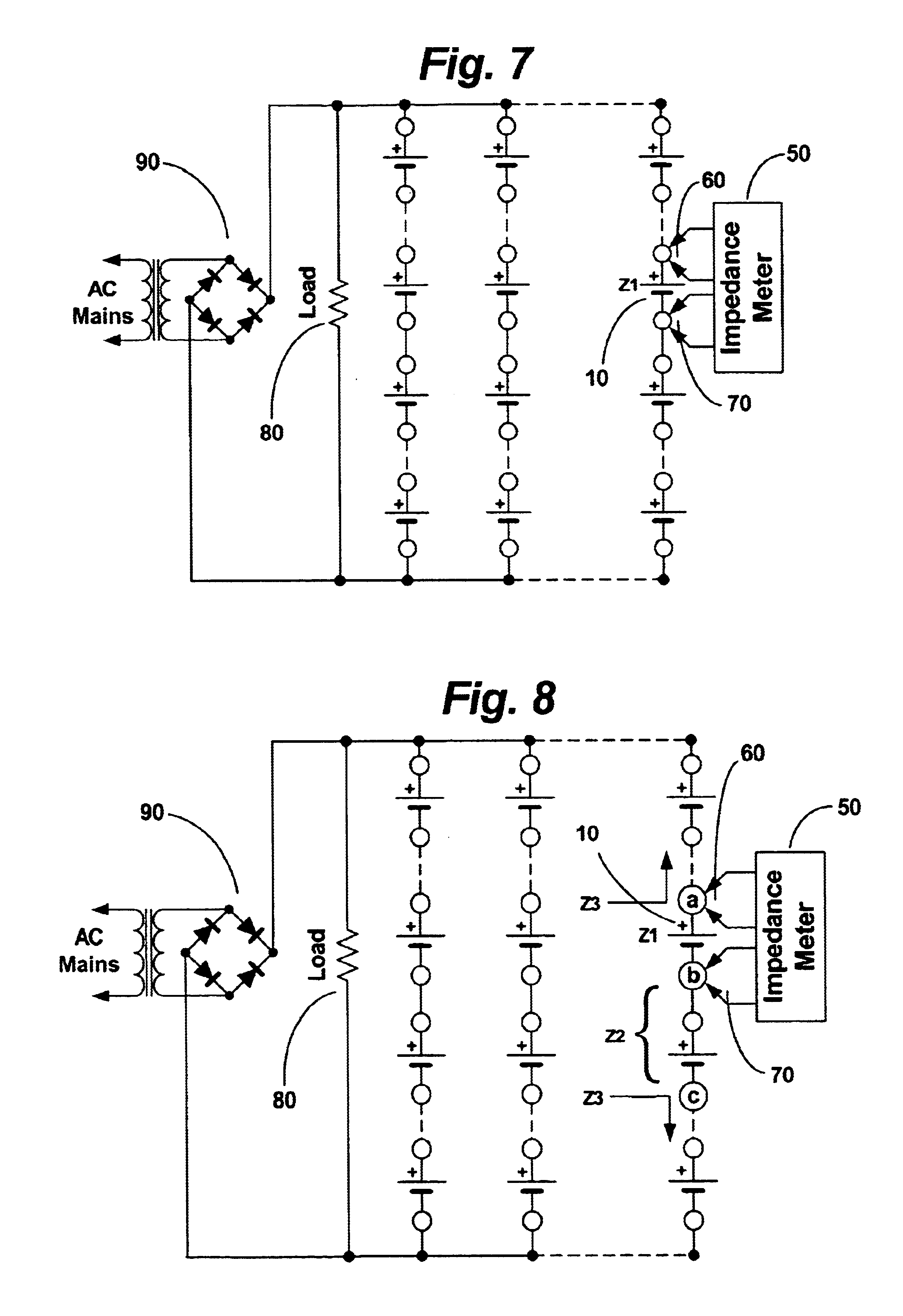Method and apparatus for testing cells and batteries embedded in series/parallel systems