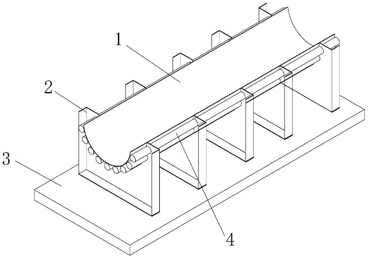 Mold and thermal compounding process used for arc-shaped plate of metal composite curtain wall