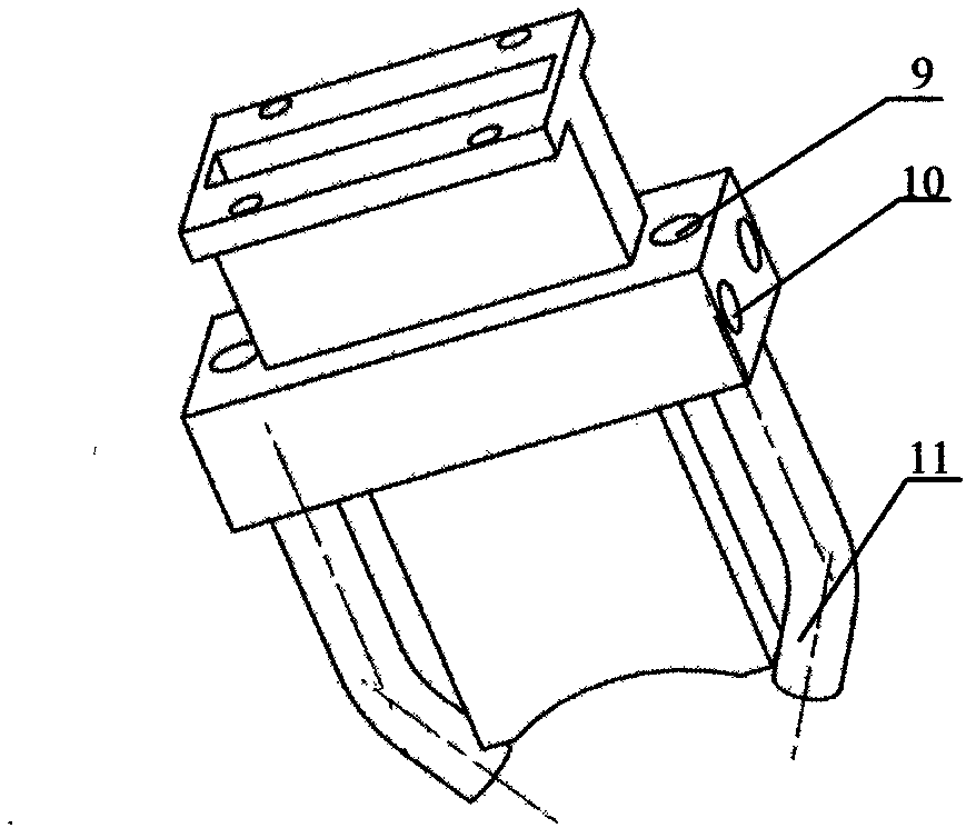 Bent conducting nozzle type twin-wire narrow-gap MIG/MAG (metal inert gas/metal active gas) welding torch