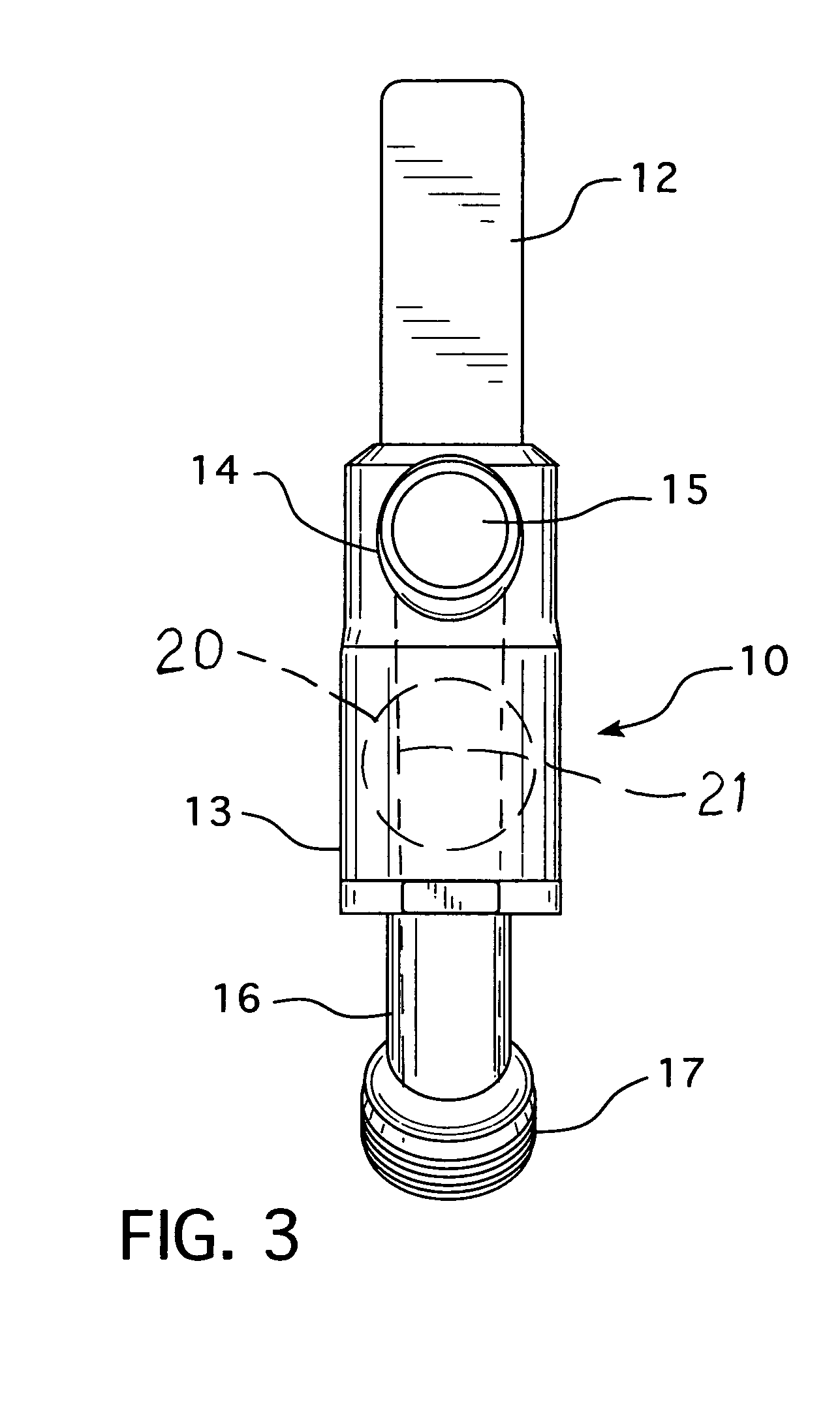 Hose end lever controlled ball spigot valve