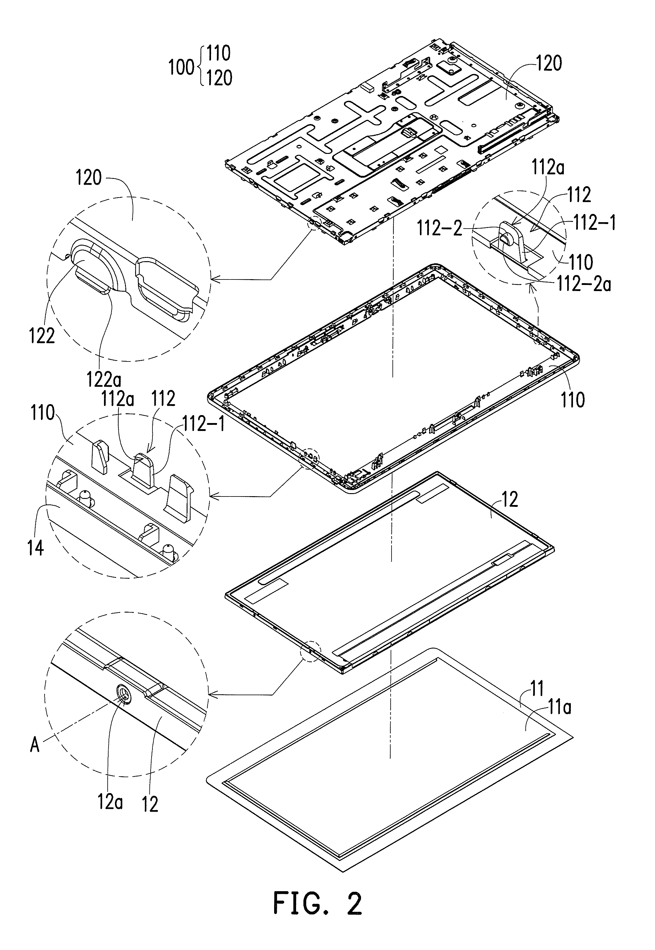 Fixing structure, electronic device and method for assembling an electronic device