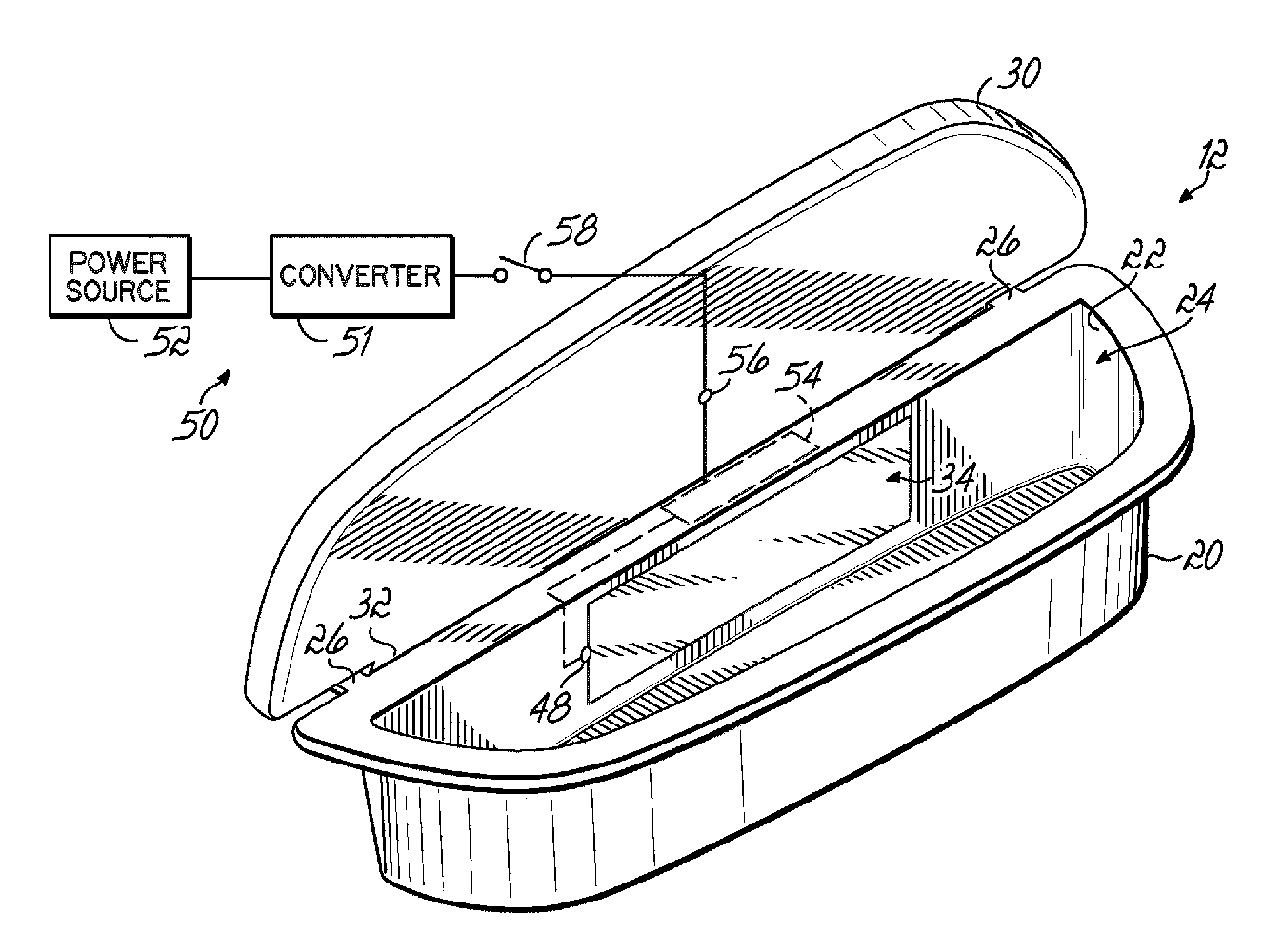 Automotive storage compartment having an electroluminescent lamp and method of making the same