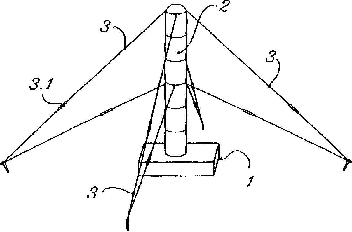 Temporary and/or emergency lighting system with inflatable bearing structure