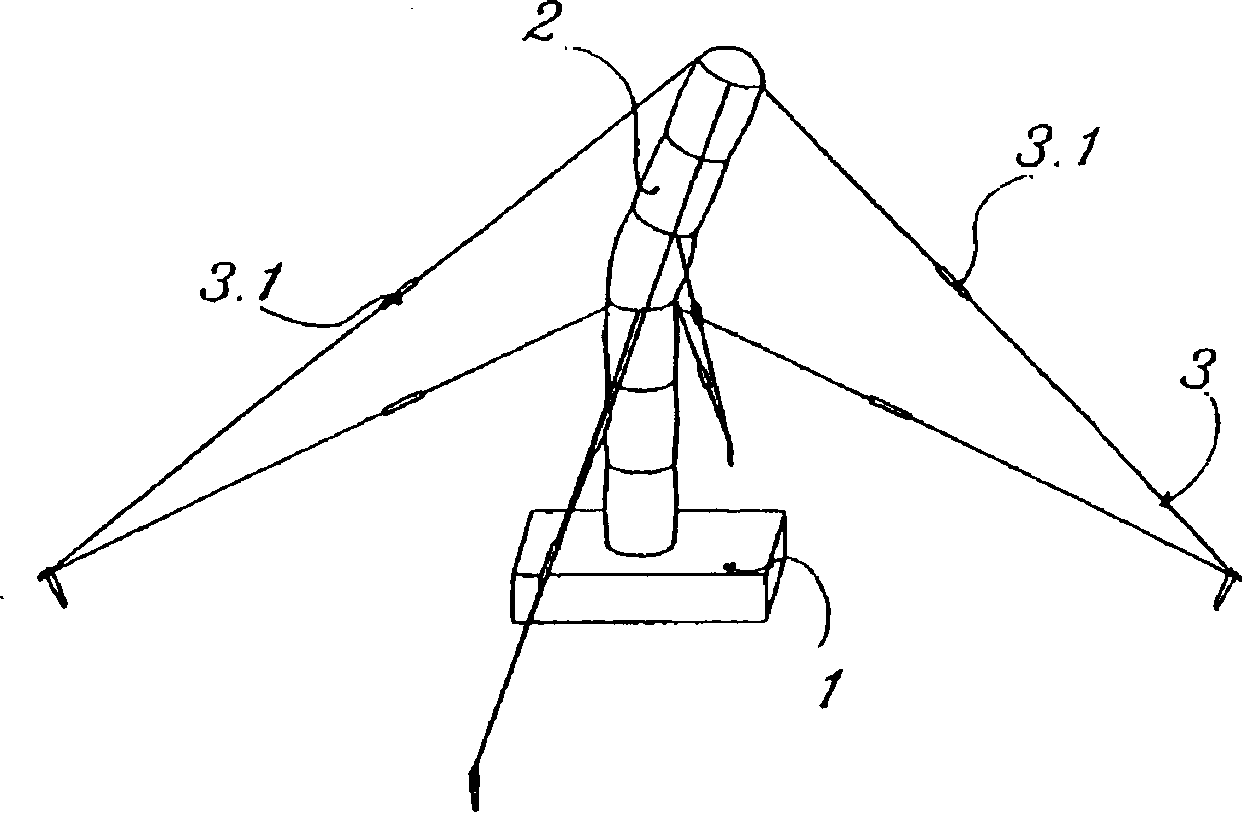 Temporary and/or emergency lighting system with inflatable bearing structure