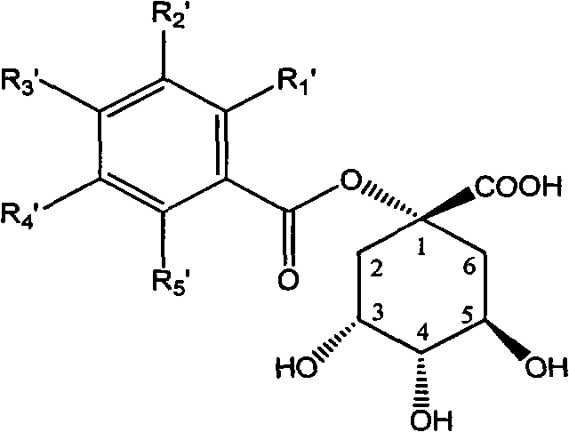 1-oxygen-substituted benzene formyl quinic acid pharmaceutical use of inhibiting hepatitis b virus