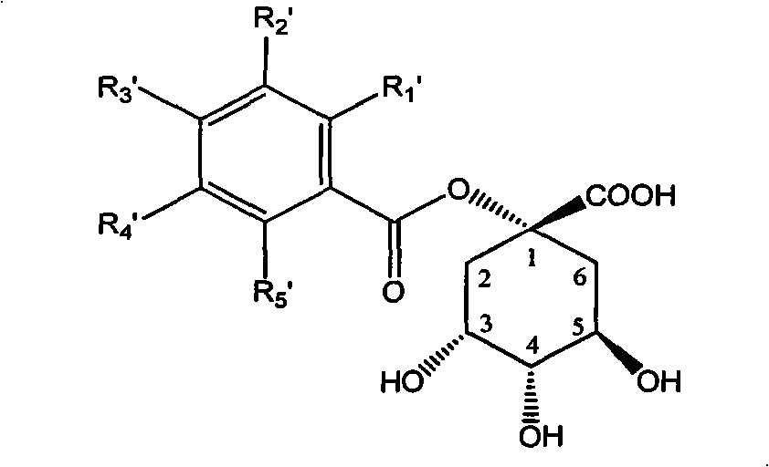 1-oxygen-substituted benzene formyl quinic acid pharmaceutical use of inhibiting hepatitis b virus