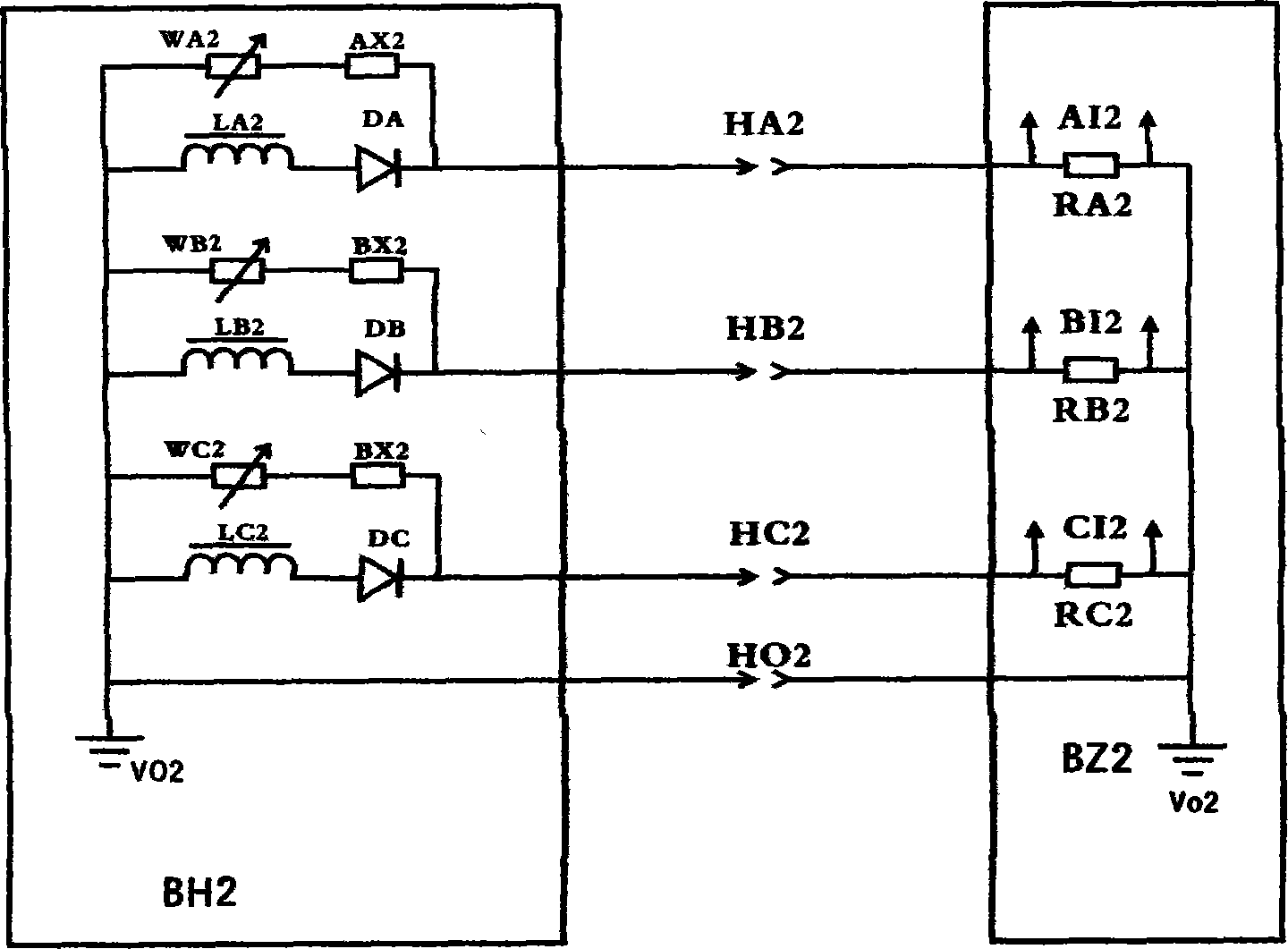 Split-type three-phase current mutual inductor interchange circuit