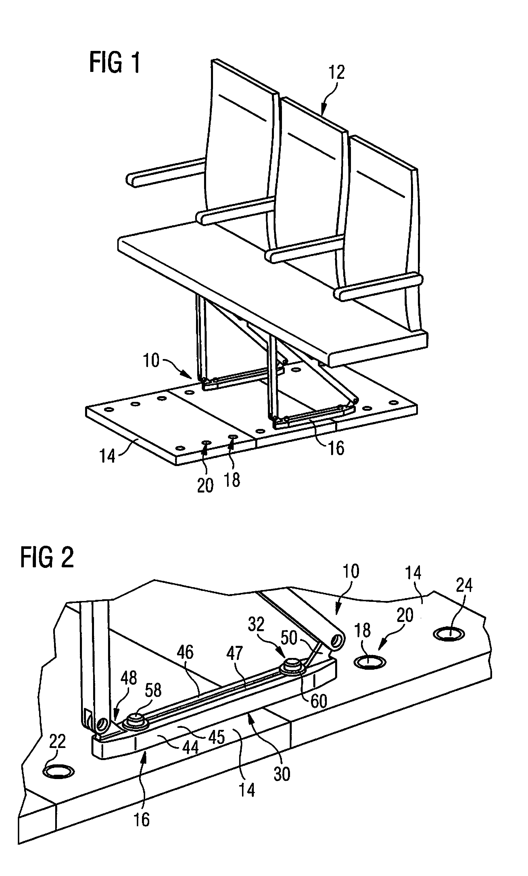Seat fastening system, seat or seat group, aircraft cabin, and method for fastening a seat or a seat group