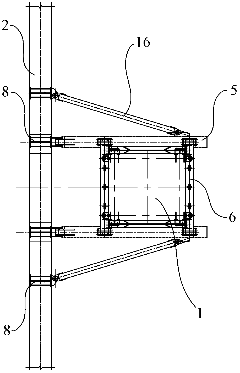 Support structure of internal-climbing tower crane