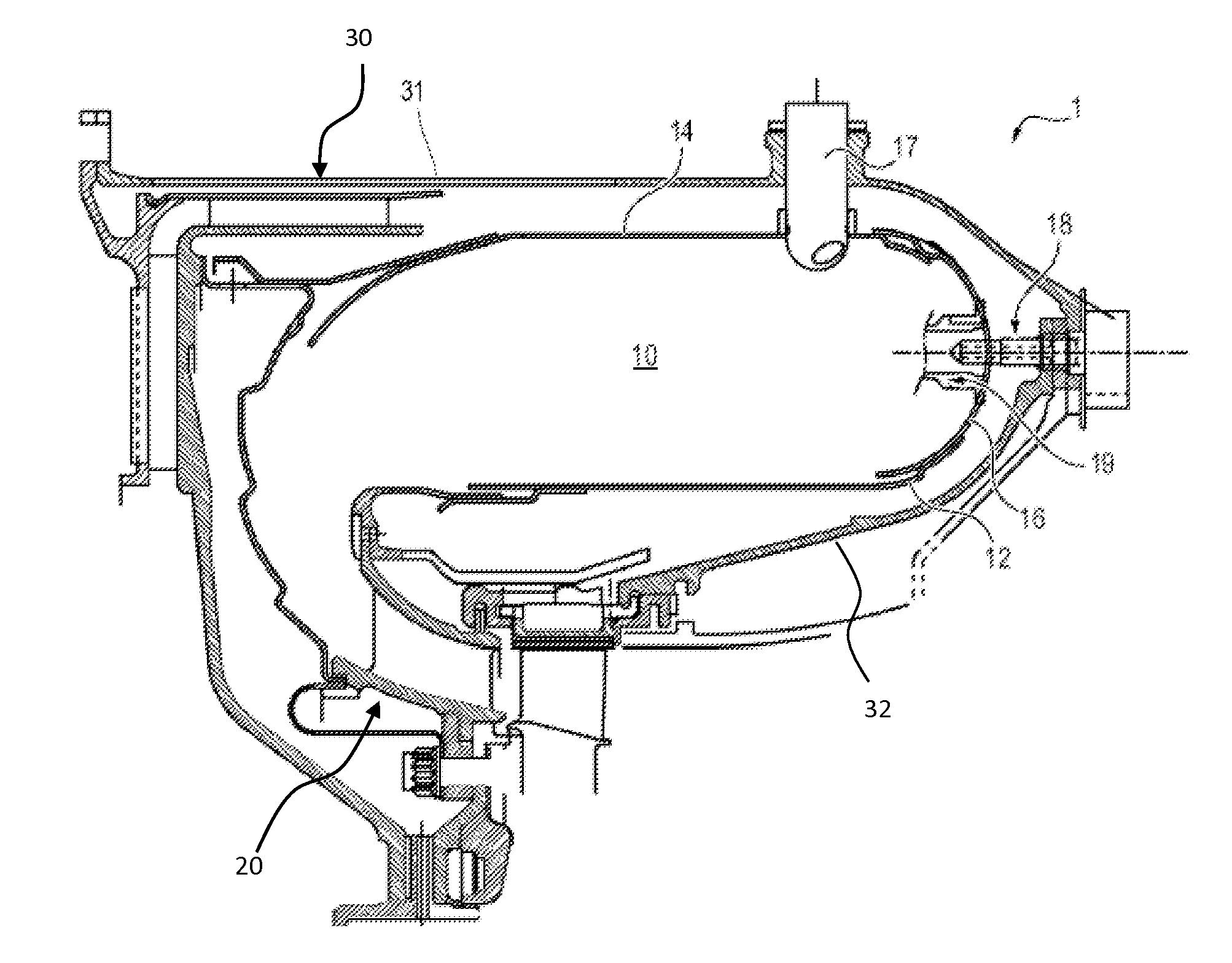 Turbo machine combustion assembly comprising an improved fuel supply circuit