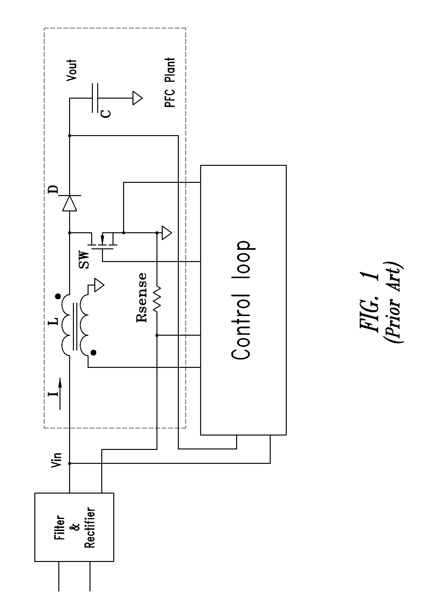 Control circuit implementing a related method for controlling a switching power factor corrector, a PFC and an AC/DC converter
