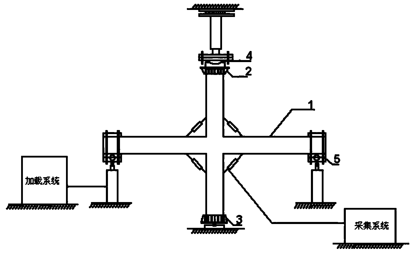 Beam-end loaded plane frame joint pseudo-static test loading device