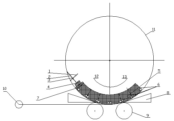 Method for laying lining side support block row of rotary kiln