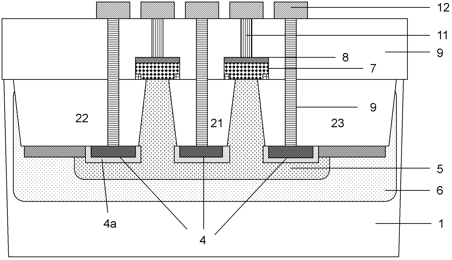 Parasitic transversal NPN component and manufacturing method