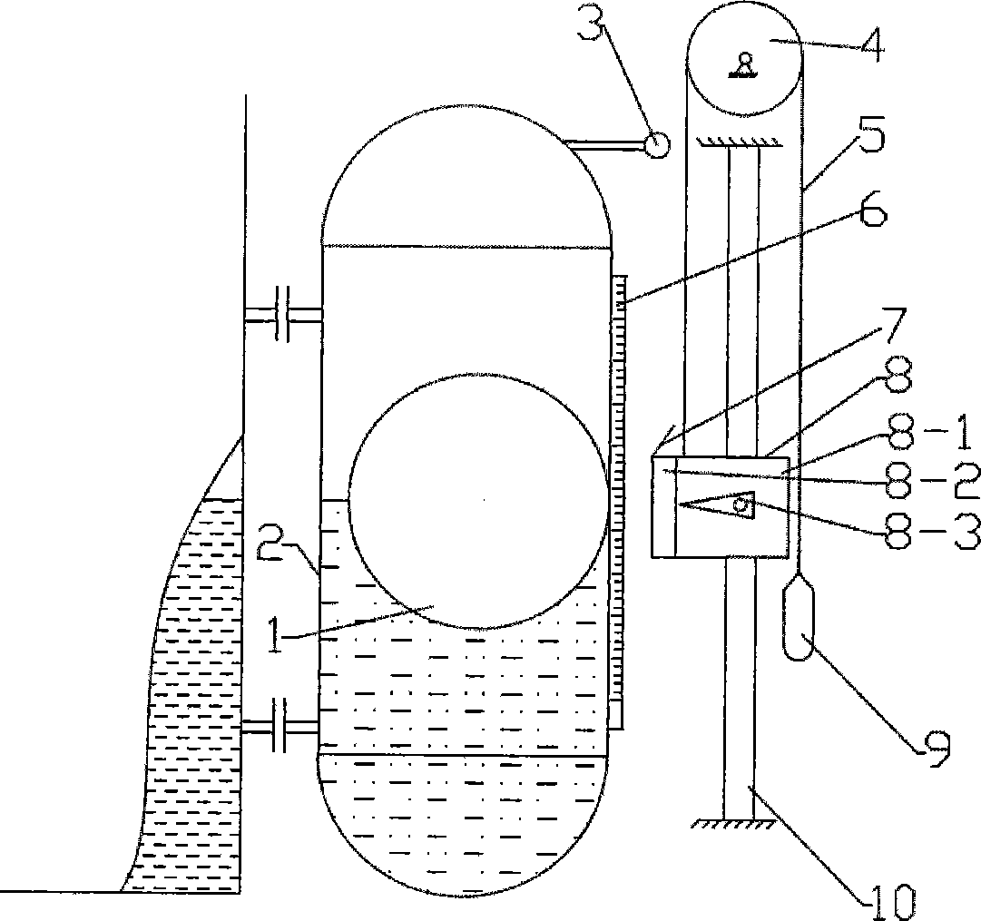 Float-type liquidometer with vernier or float for displaying