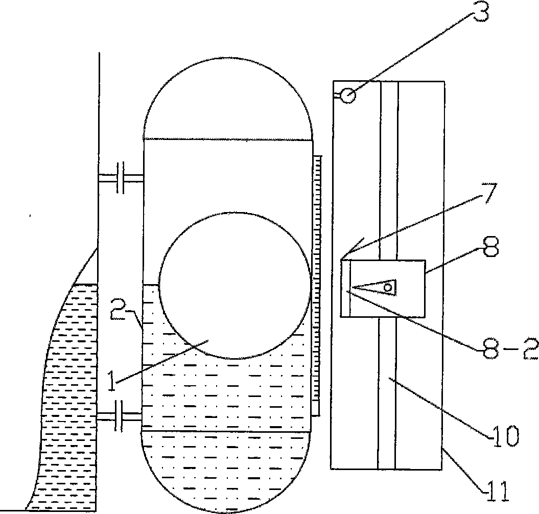 Float-type liquidometer with vernier or float for displaying