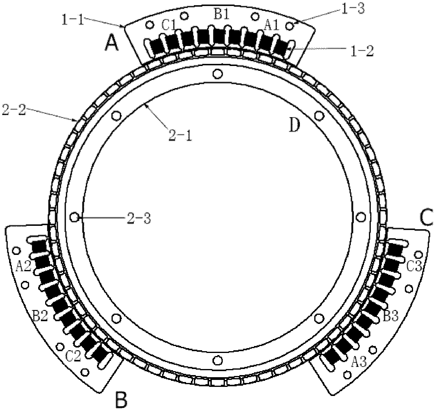 Multi-stator arc linear motor capable of reducing torque fluctuation
