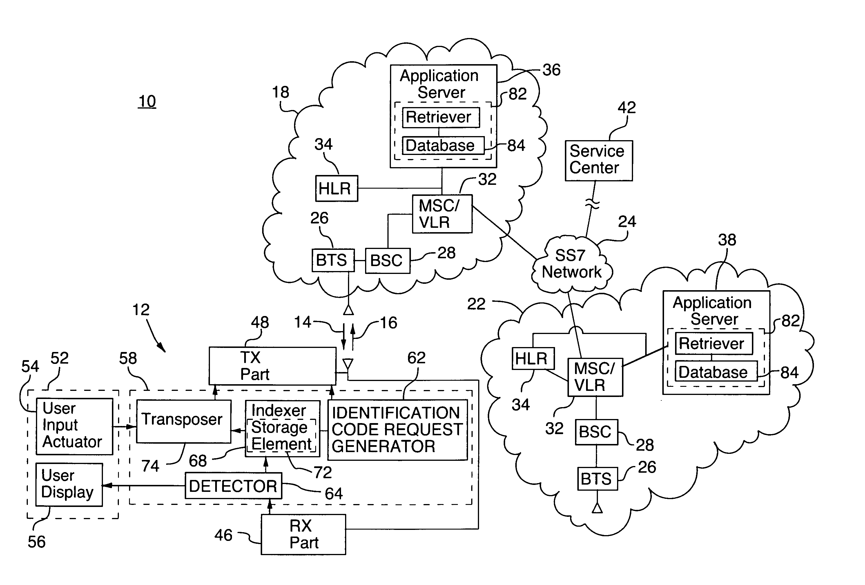 Apparatus, and associated method, for transposing short codes used to direct a call to a service center during operation of a mobile communication system