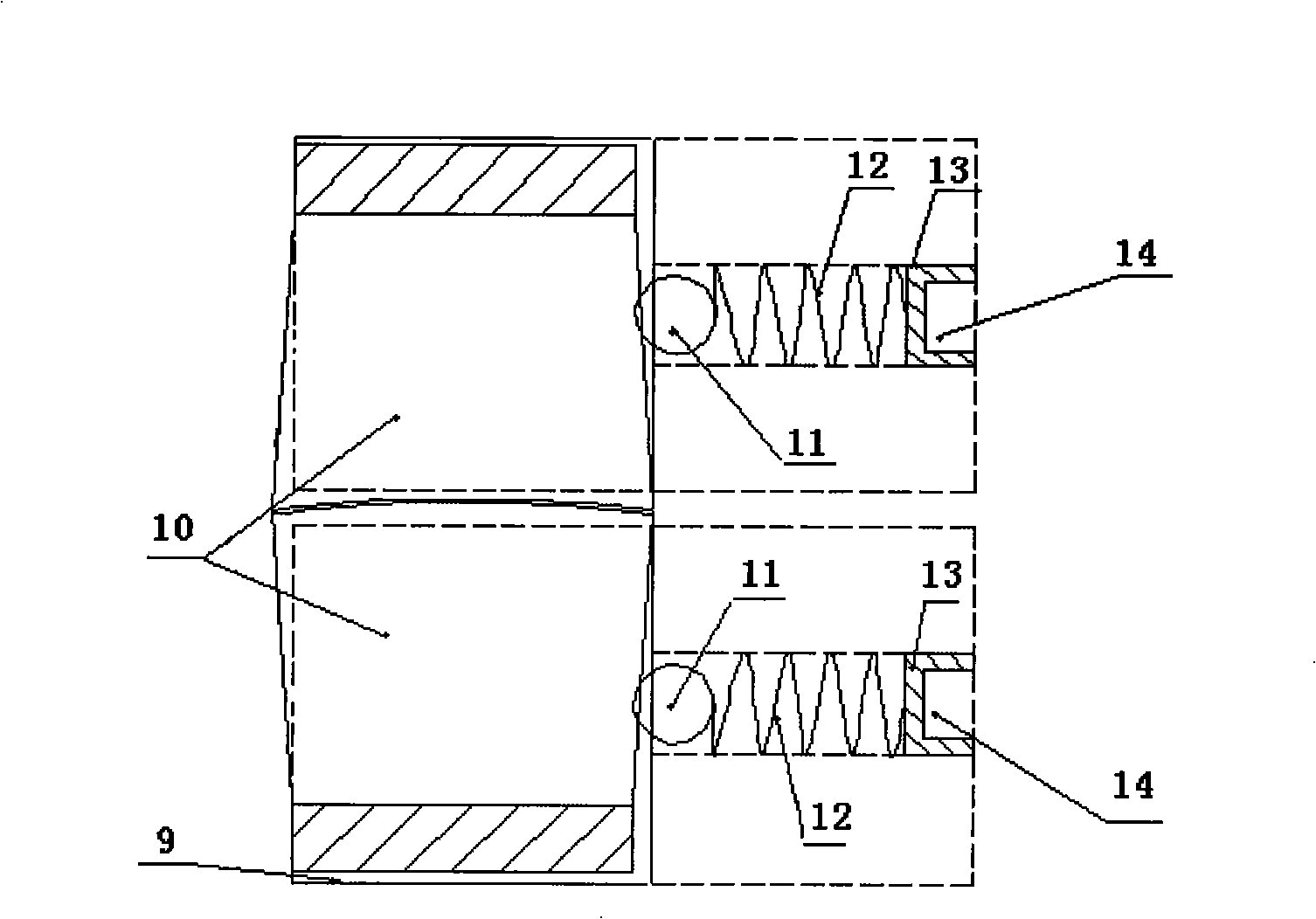 Device for measuring breaking- after lateral swelling capacity of impact test piece after irradiation