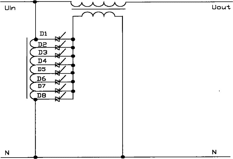 AC voltage-stabilizing energy-saving device of compensation transformer