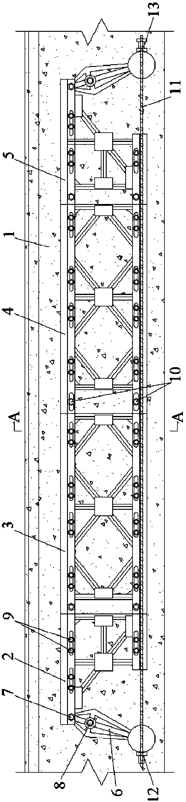 Prestress Bailey beam for reinforcement and construction method thereof