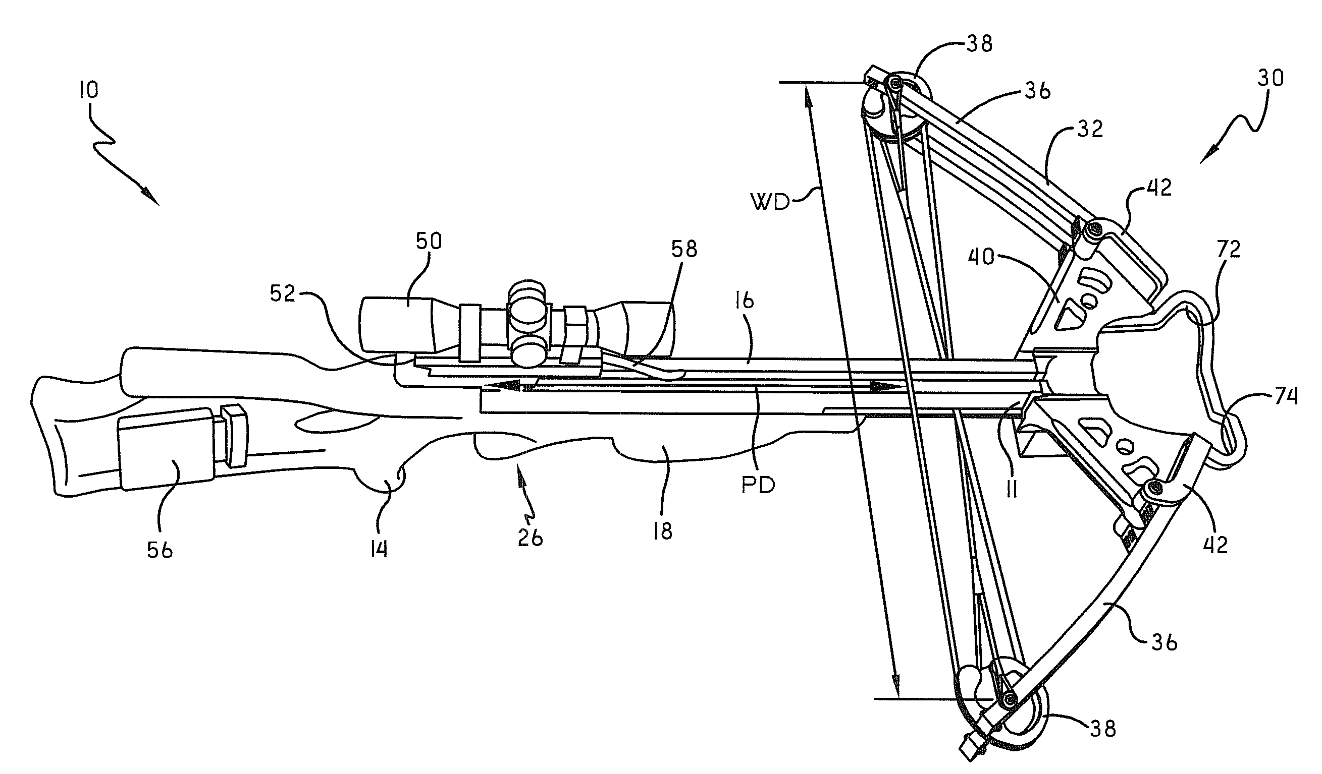 Narrow Crossbow With Large Power Stroke