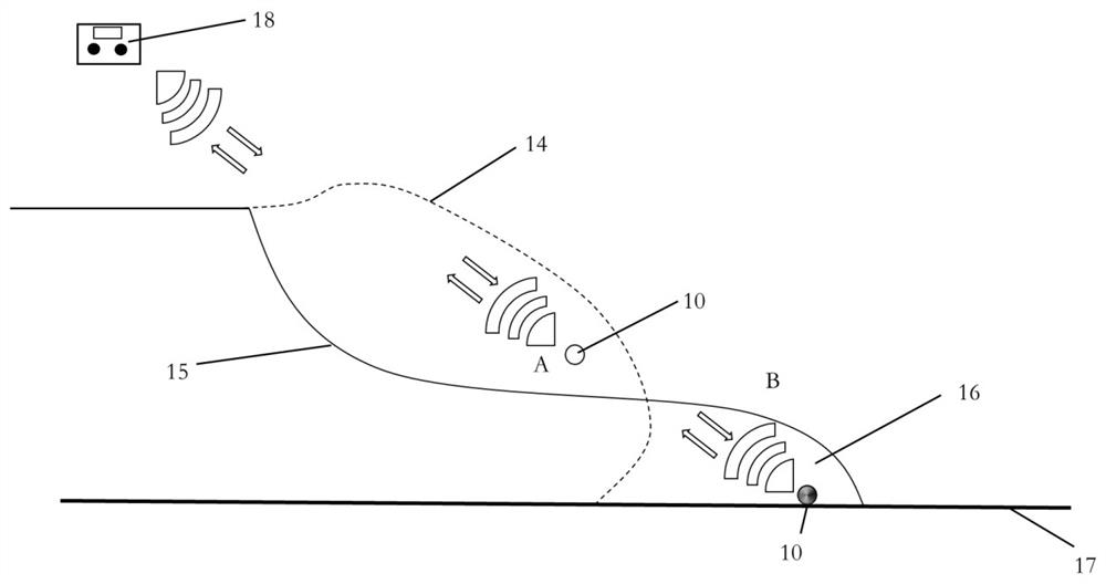 Wireless detection equipment and wireless detection method for quickly positioning bottom falling depth and long-term settlement of throw-fill stone in blasting silt-squeezing construction