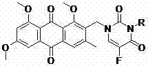 Emodin and fluorouracil combined compound having antitumor activity and preparation method thereof