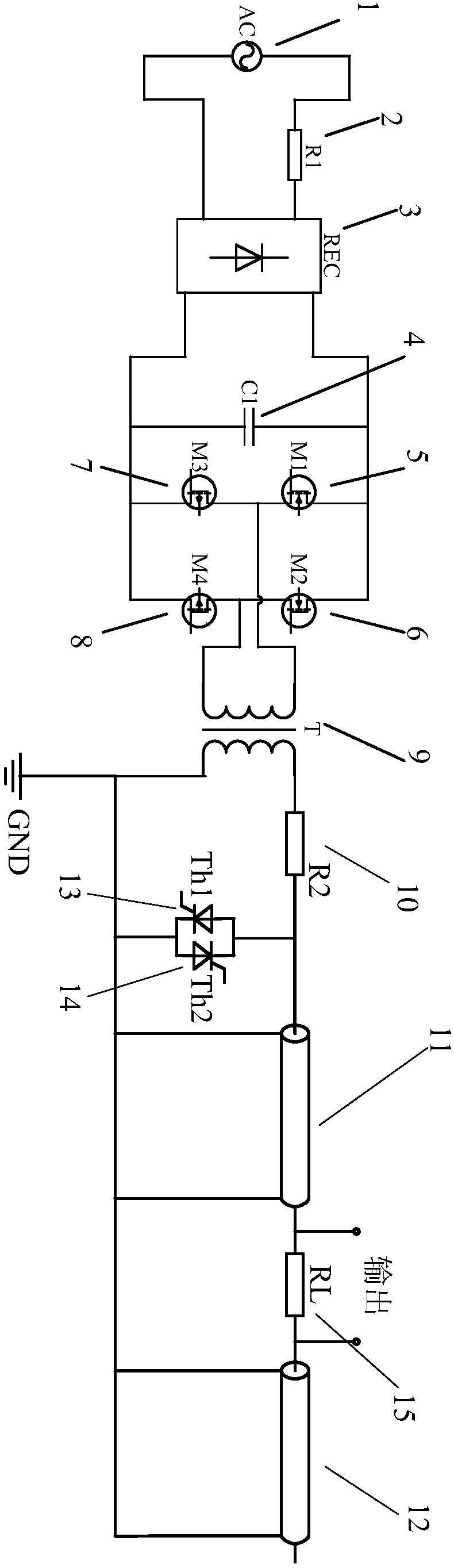 Bipolar transmission line type nanosecond pulse generator