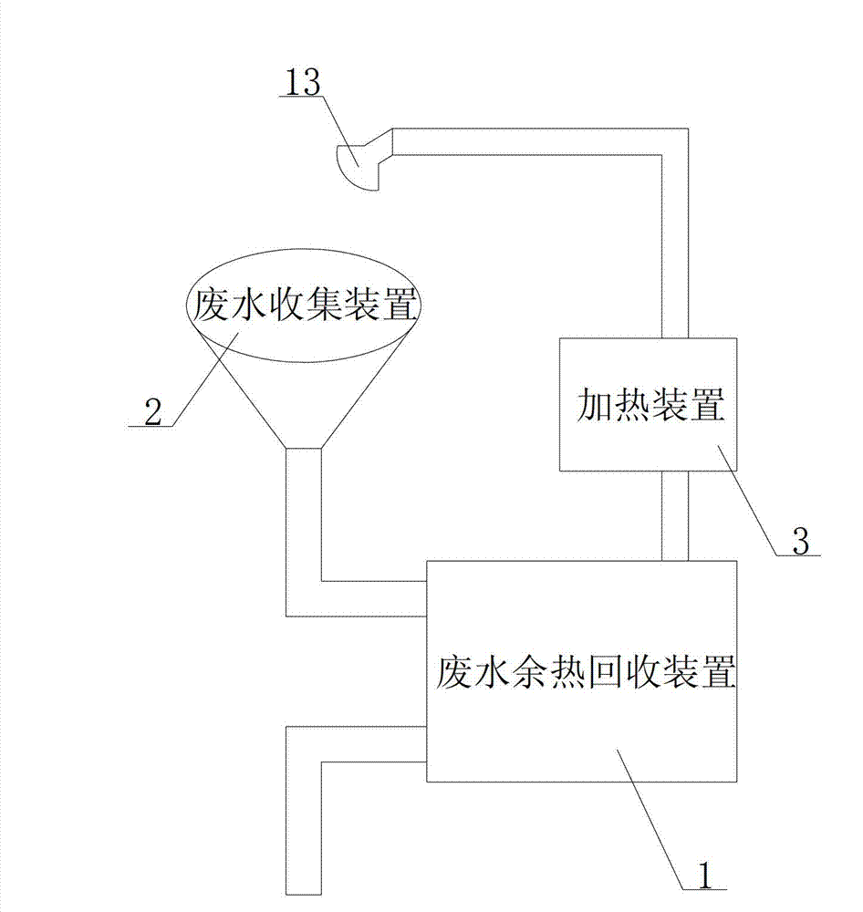 Device for recovering waste heat of waste water and bathing system using device