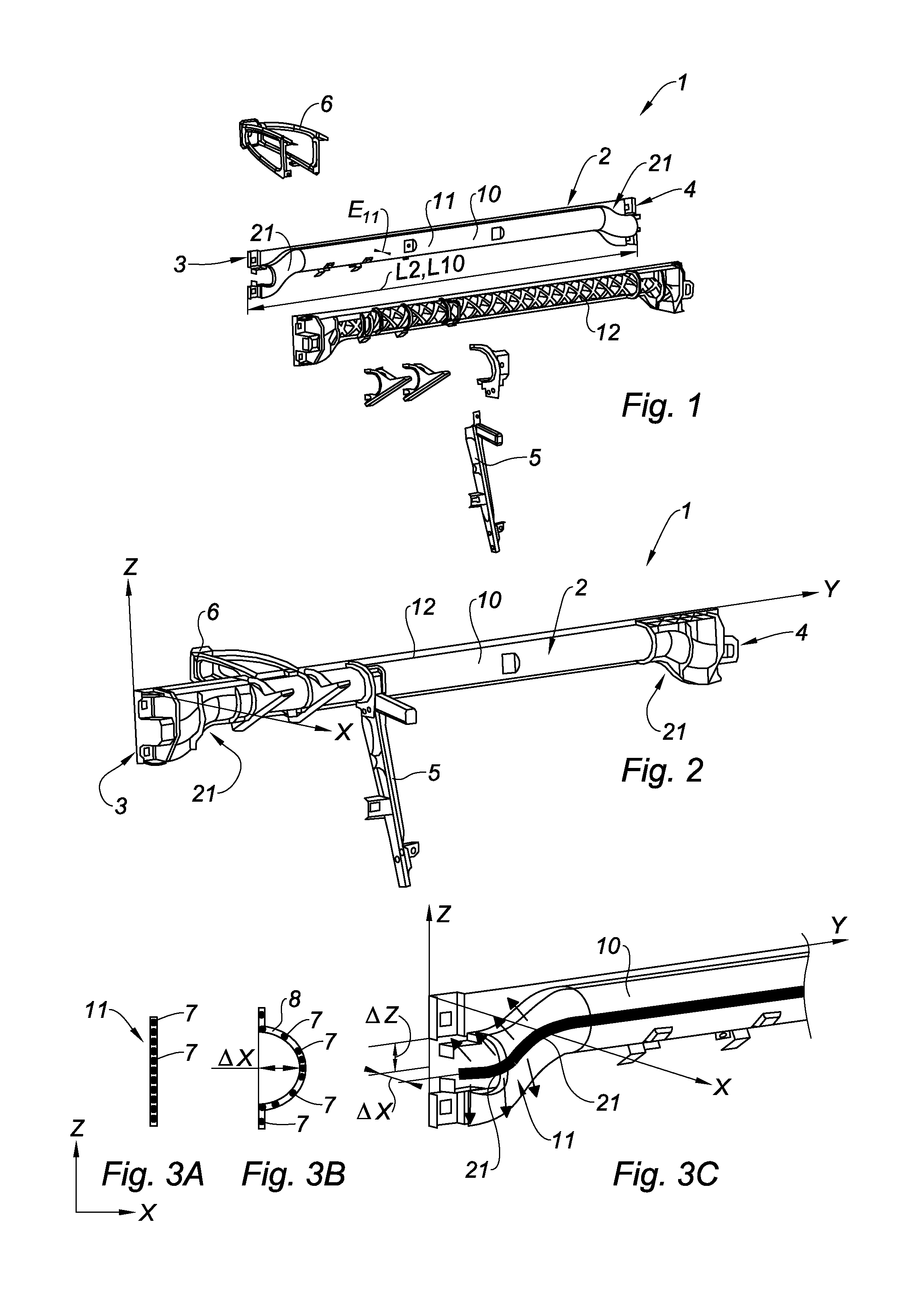 Crossmember Made of a Fiber-Reinforced Composite Material for a Vehicle Dashboard and Method for Manufacturing Same