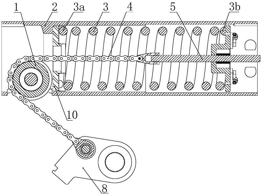 A connection mechanism of closing and opening springs and its adjusting tool
