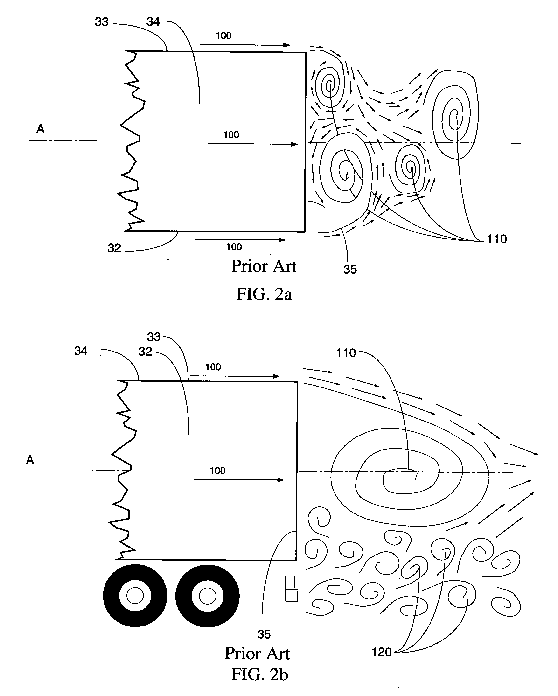 Wake stabilization device and method for reducing the aerodynamic drag of ground vehicles