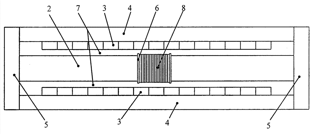 Double-row permanent magnet centripetal excitation rectangular open magnetic field type electromagnetic vibration table magnetic circuit structure with eddy current compensation