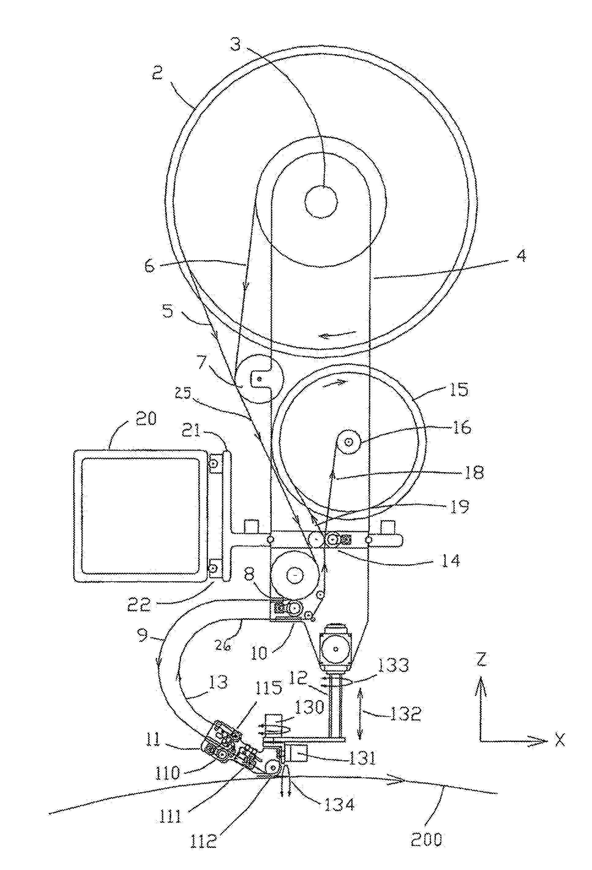 Tape laying apparatus and method