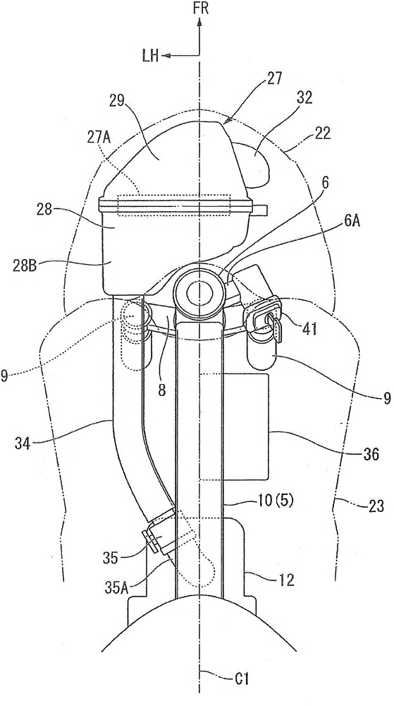 Arrangement structure of battery of straddle type vehicle