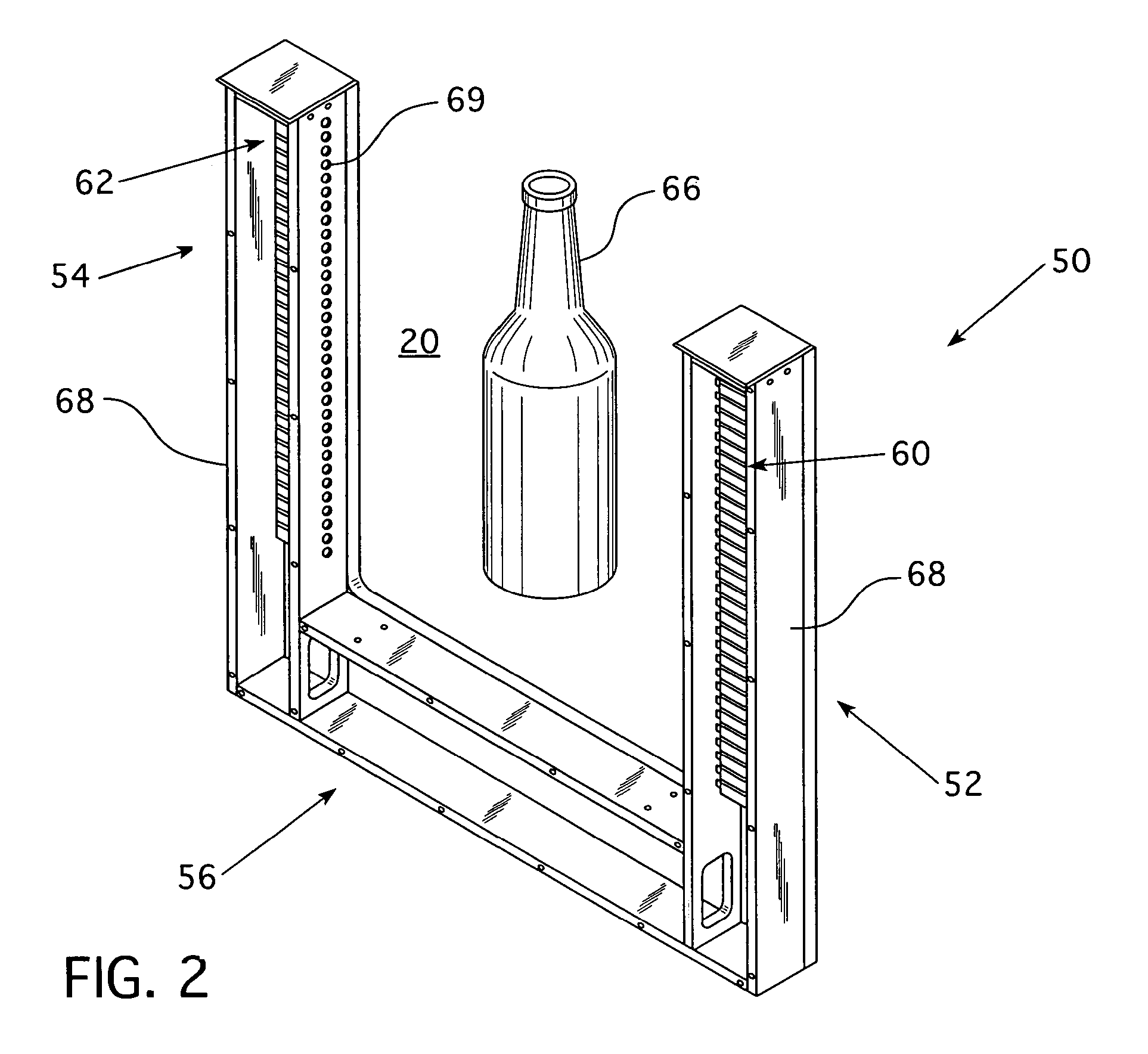 In-line inspection system for vertically profiling plastic containers using multiple wavelength discrete spectral light sources