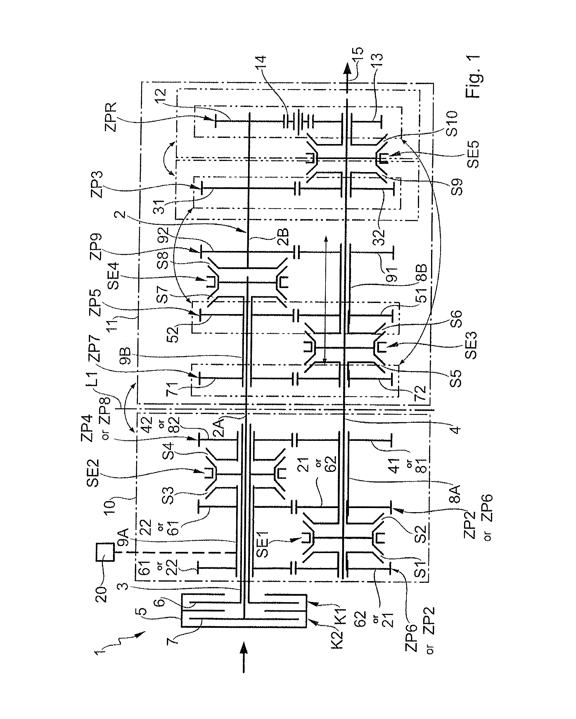 Double clutch transmission having a layshaft design