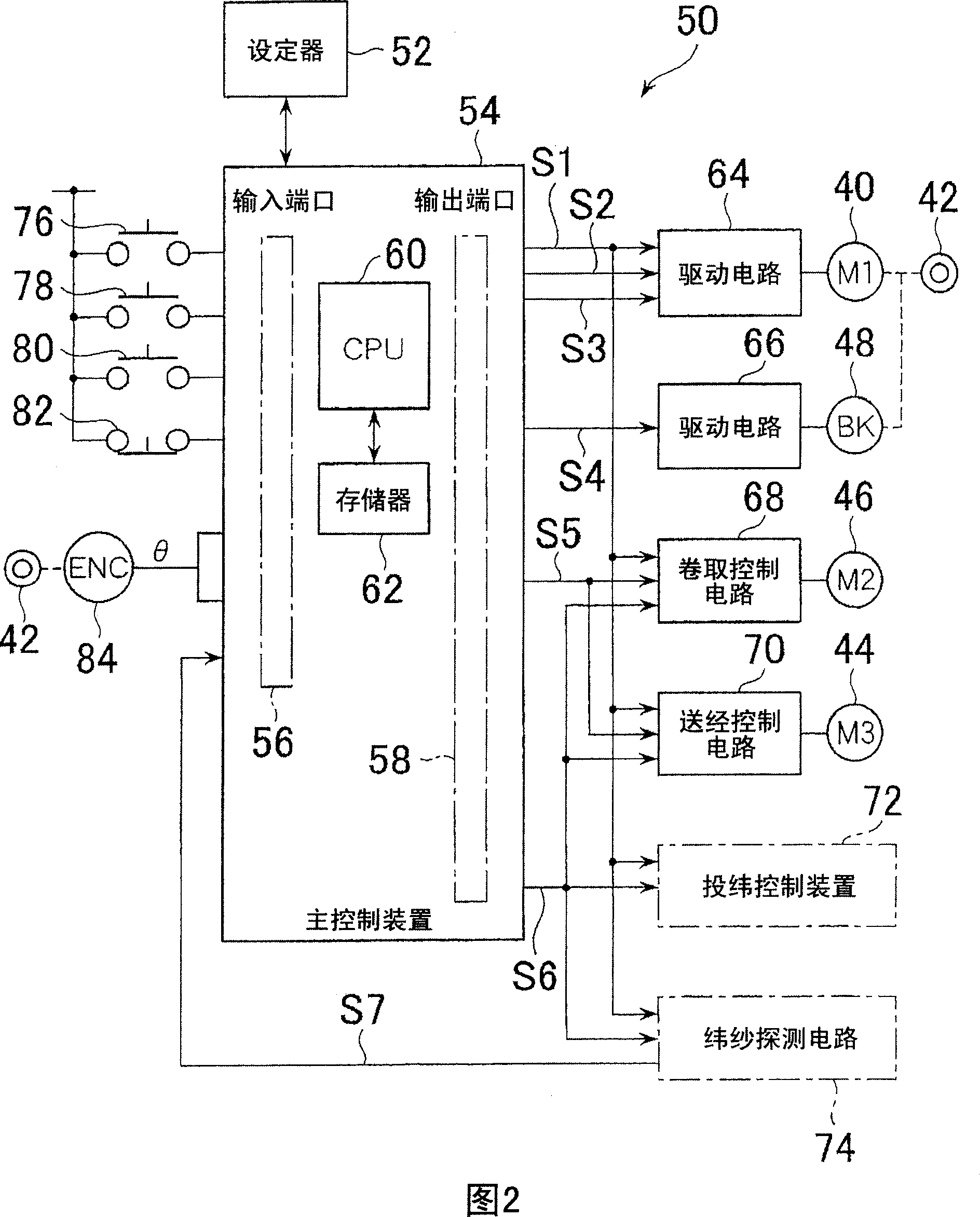 Operating device of weaving machine