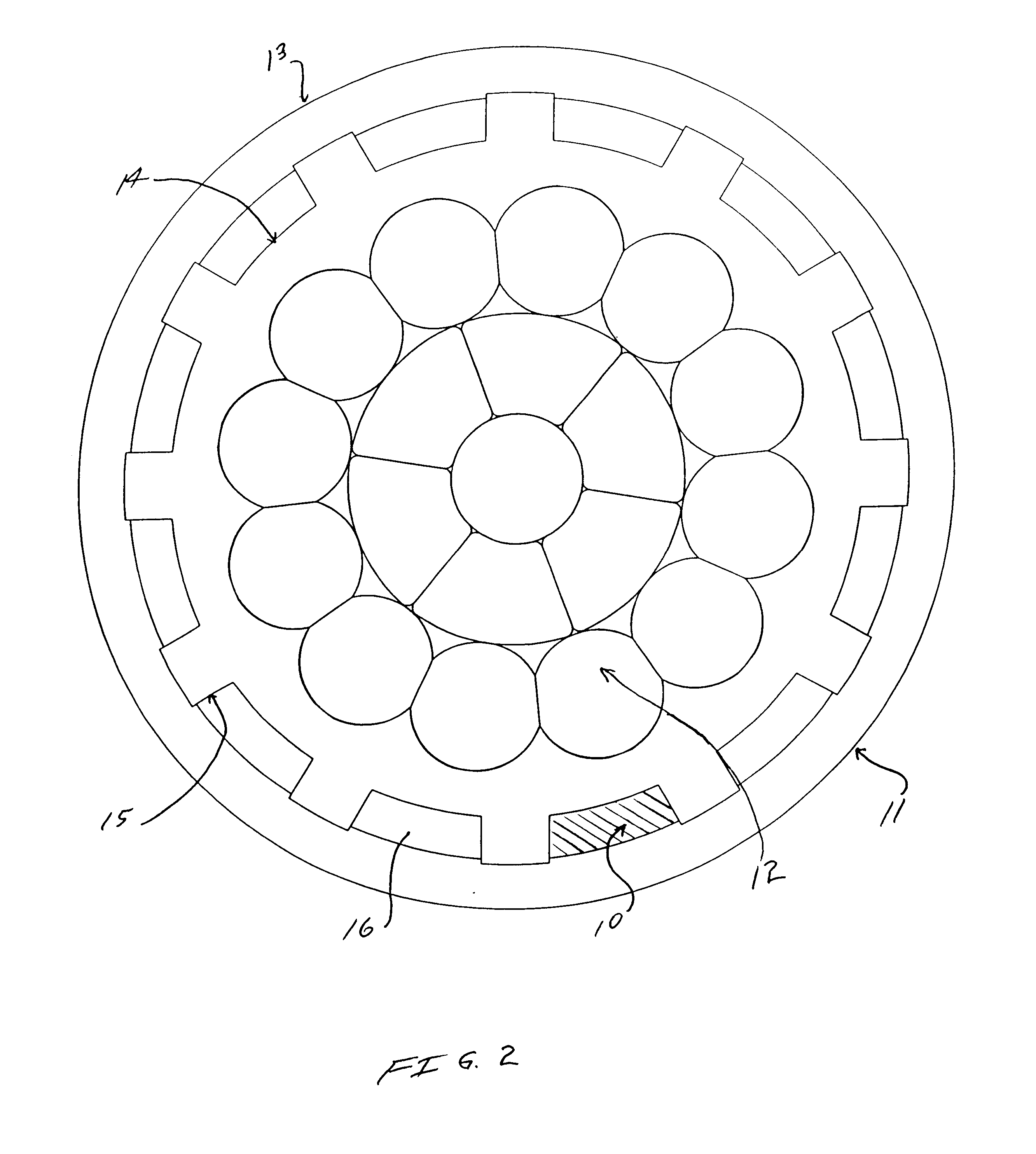 Self-sealing electrical cable having a finned inner layer